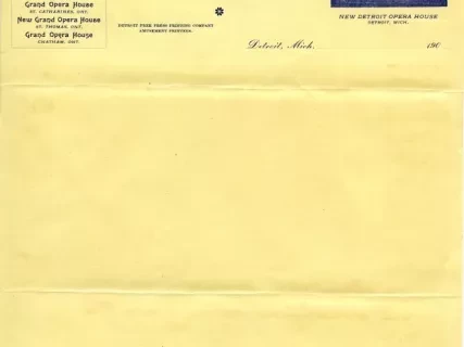 Paper, Letterhead - C. J. Whitney's Circuit
The New Detroit Opera House