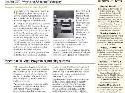 Newsletter - Detroit 300 Communiqué