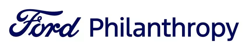 Ford Philanthropy logo in dark blue text.