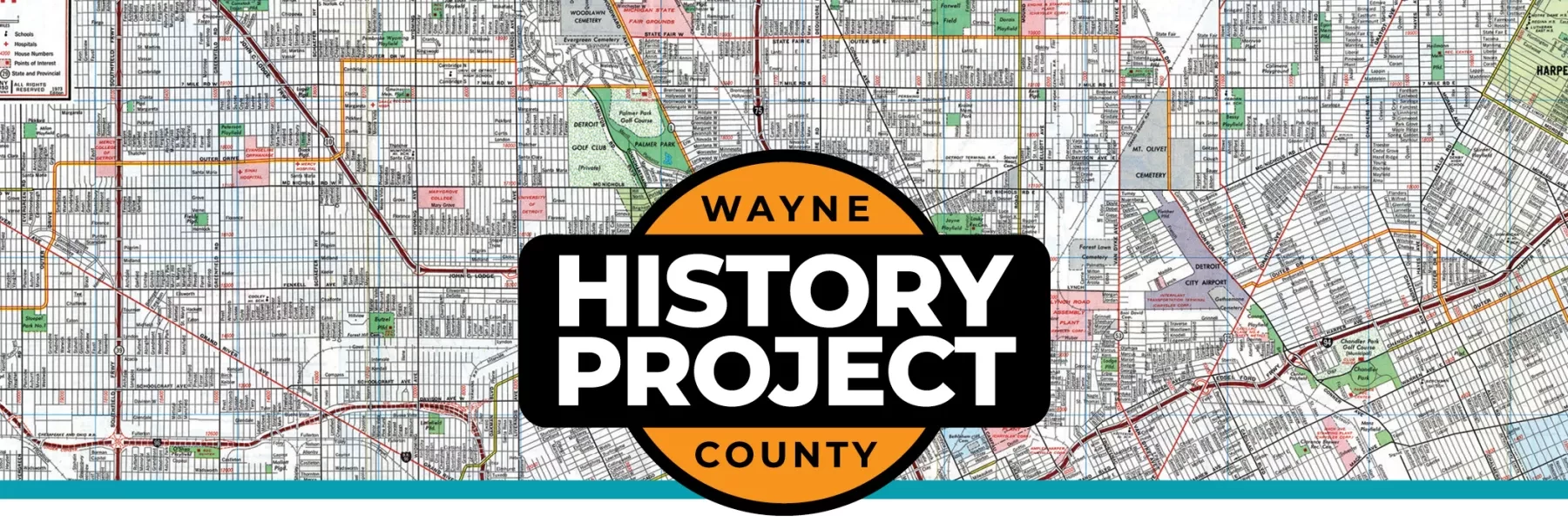 Map of Wayne County with "History Project" logo overlay.